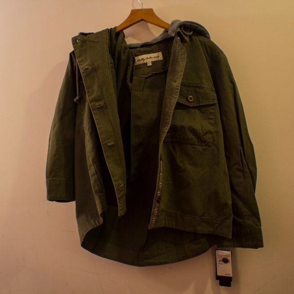 Sebby Green Military Jacket with Sweatshirt Hood - Picture 2 of 7